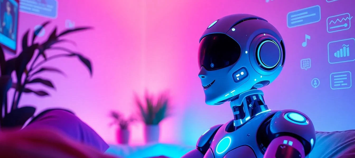 Engaging ai sexchat interaction showcasing a friendly AI character in a digital space.