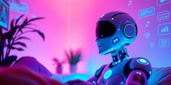 Engaging ai sexchat interaction showcasing a friendly AI character in a digital space.