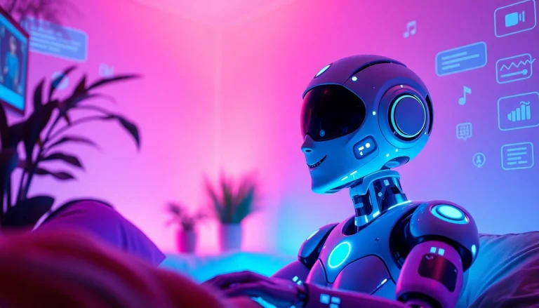 Engaging ai sexchat interaction showcasing a friendly AI character in a digital space.