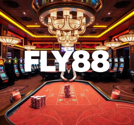 Experience the thrill of gambling at FLY88's luxurious casino with vibrant tables and exciting games.
