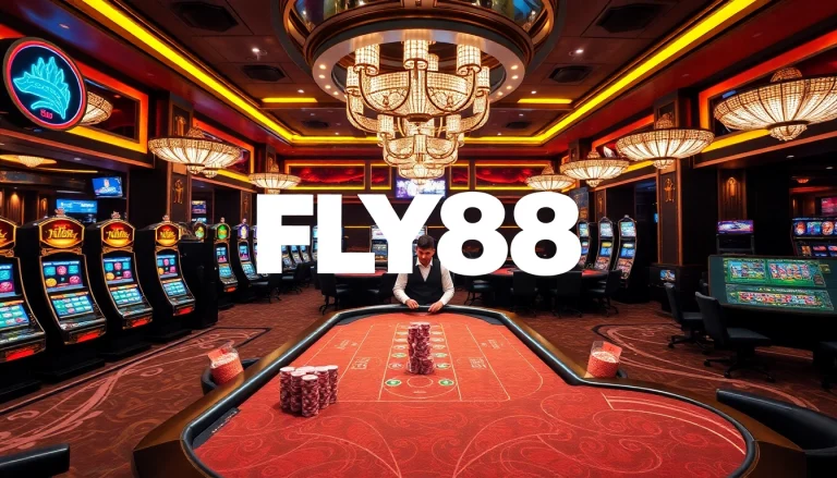 Experience the thrill of gambling at FLY88's luxurious casino with vibrant tables and exciting games.