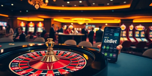 Experience excitement with link 12bet at a luxurious casino scene featuring vibrant games and betting action.