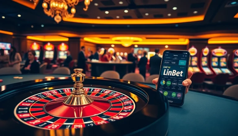 Experience excitement with link 12bet at a luxurious casino scene featuring vibrant games and betting action.