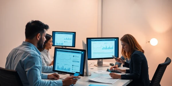 Processus de vérification du numéro de téléphone dans un cadre de bureau moderne avec technologie et travail d'équipe.