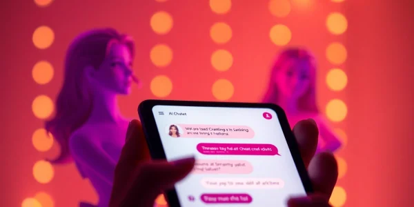 Engaging free ai sex chat interface with vibrant characters on a smartphone.