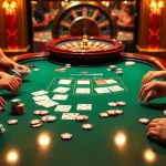 Exciting gameplay at the blackjack table showcasing 88CLB COM poker chips and cards.