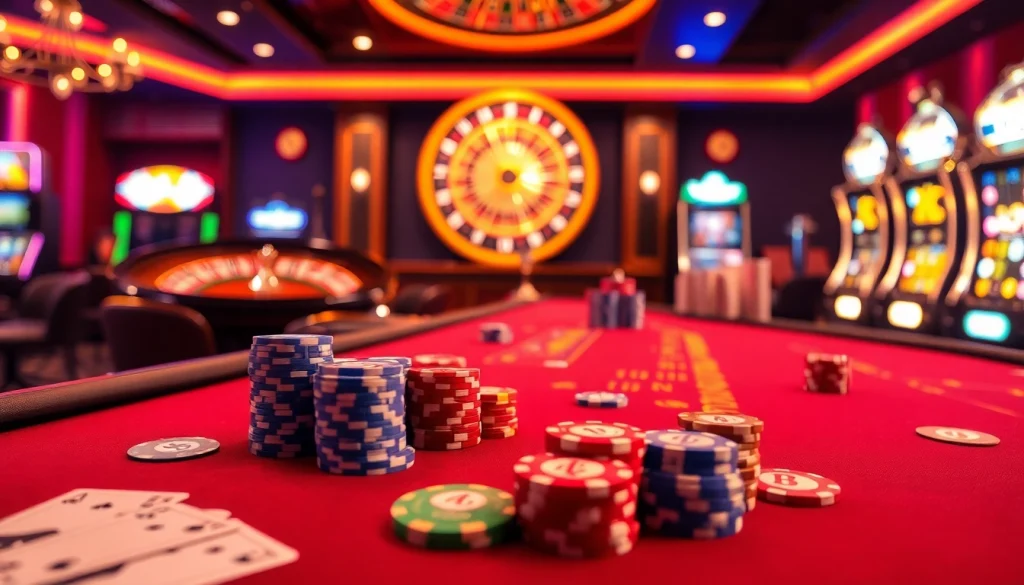 Experience the thrill of meilleurs casino crypto with vibrant casino tables and digital currency elements.