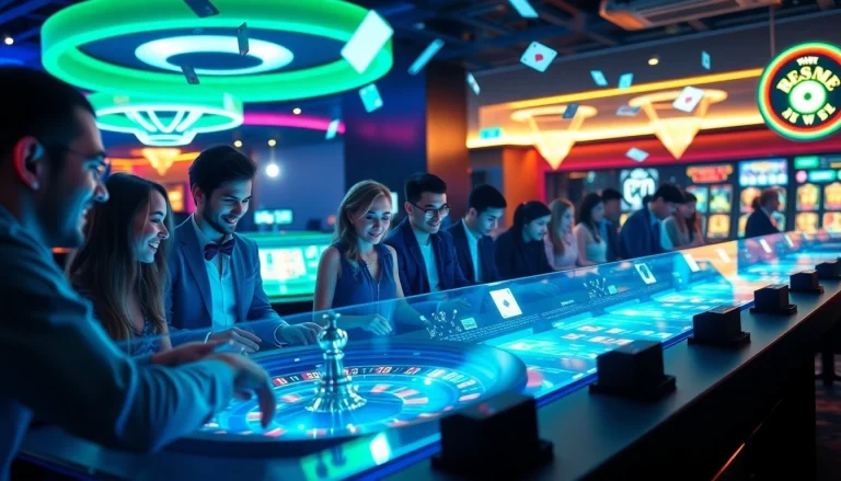 Jeu de cartes animé au meilleur casino en ligne français, ambiance vibrant et technologique.