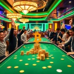 Jouer au crypto casino dans un environnement moderne et vibrant avec des joueurs enthousiastes.