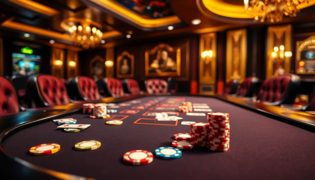 Jouer à des jeux de casino belgium en ligne avec des cartes et des jetons colorés sur une table élégante.